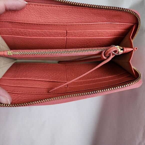 Chloe long wallet Zip Around Zippy Lilly Ribbon Bow Genuine leather Coral Pink - Picture 9 of 12